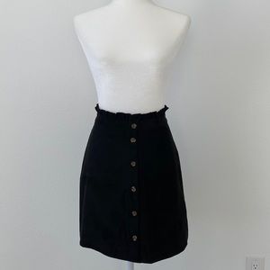 Women’s H&M Size 2 Black Suede Button Up High Waist Skirt